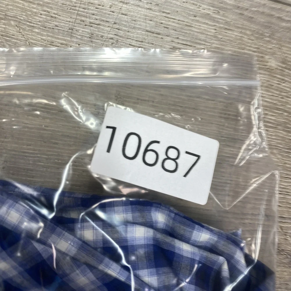 Banana Republic Shirt‎ Mens M Blue Plaid Long Sleeve Pearl Snap Slim Fit Western